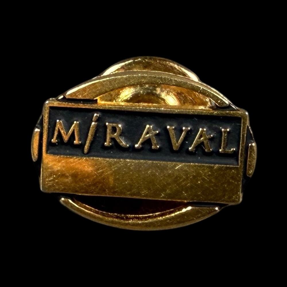 Miraval Logo Lapel Pin Terryberry 24K GP Gold Plated Black Enamel